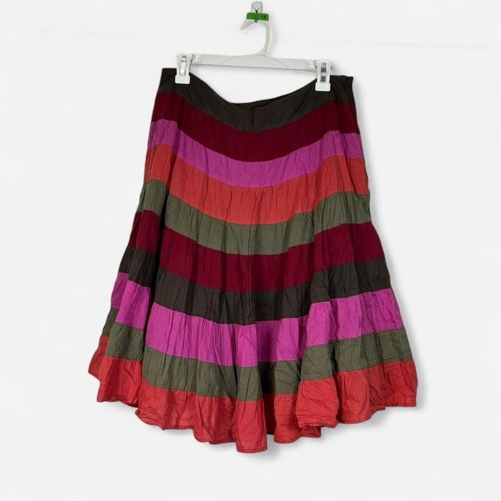 Y2K Apt 9 Striped Flowy Midi Skirt Womens 10 Waist 33" Boho Cottagecore Festival